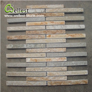 Natural Slate Stone Interlocking Mosaic Wall Tile for Building House