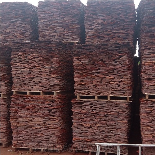 Cheap Natural Red Exterior Decoration Wall Cladding Lava Stone