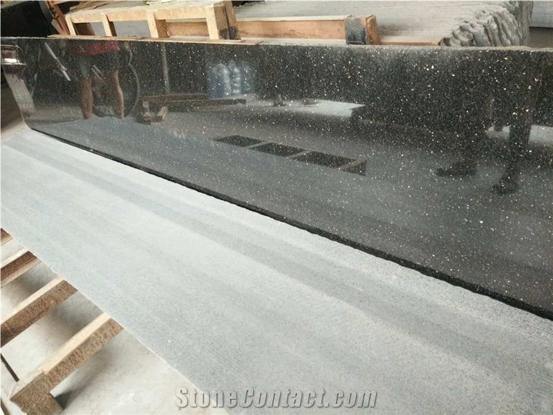 Black Galaxy Granite Slab,India Absolute Black Granite,Polished Slab