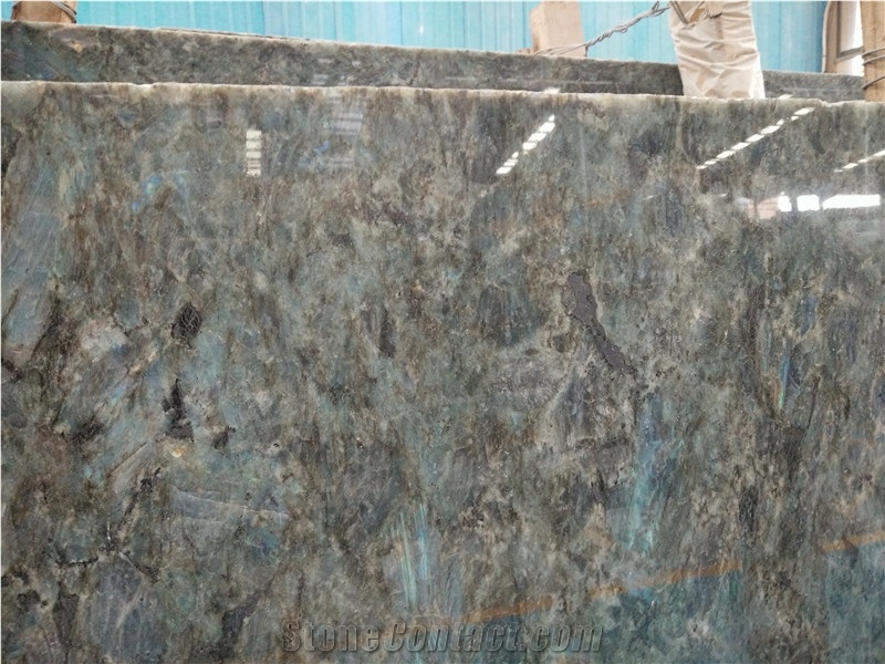 Blue Jade, Madagascar Labradorite Blue Flower Granite, Luxury Granite Slab for Wall Decoration