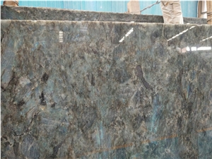 Blue Jade, Madagascar Labradorite Blue Flower Granite, Luxury Granite Slab for Wall Decoration