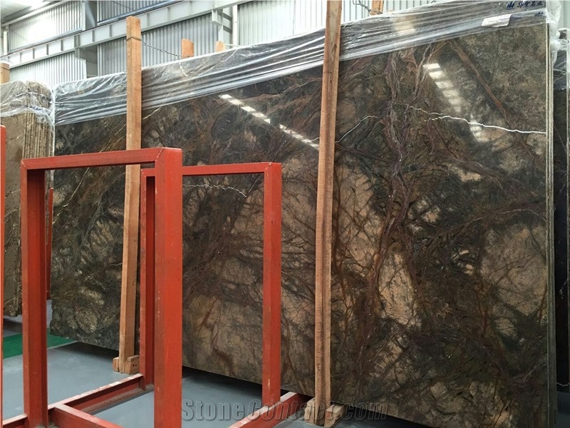 India Rain Forest Green Marble, Leathered Marble Slab 1.8cm for Wall Covering