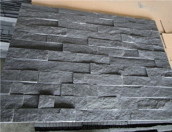 Black Slate Culture Stone Veneer for Wall Cladding,Black Slate Ledge Stone,Black Slate Stacked Stone Veneer
