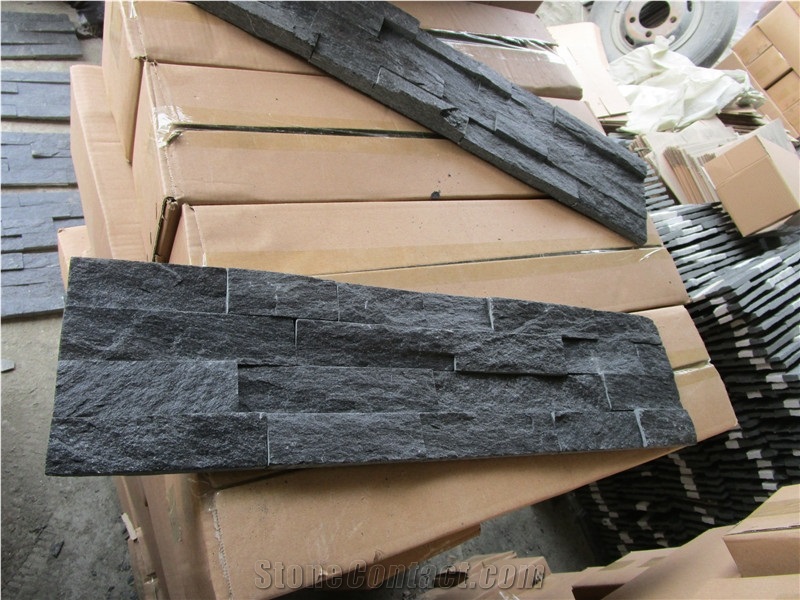 Black Slate Culture Stone Veneer for Wall Cladding,Black Slate Ledge Stone,Black Slate Stacked Stone Veneer