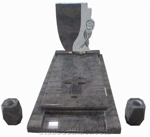 China Himalayan Blue Granite Headstones, Cemetery Engraved Tombstones ...