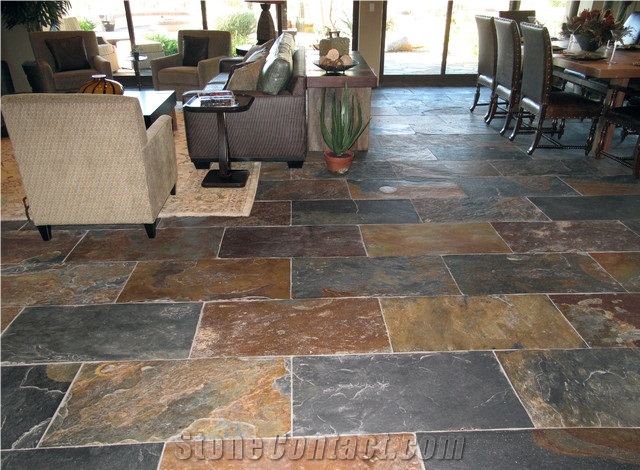Chinese Rusty Slate Tiles Multicolor, How To Cover Slate Flooring
