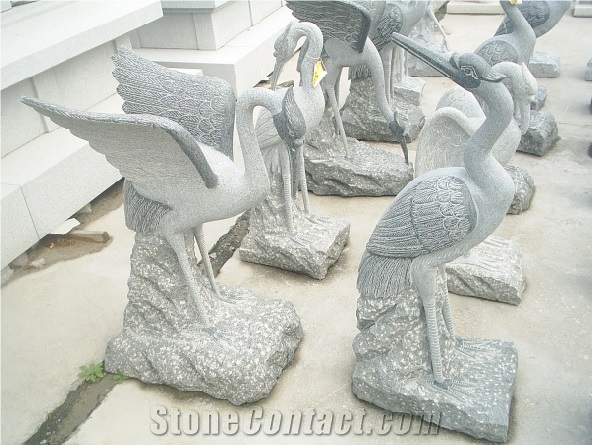 Eagle Grey Granite Animal Sculpture,Handcarved Garden Animal Sculptures