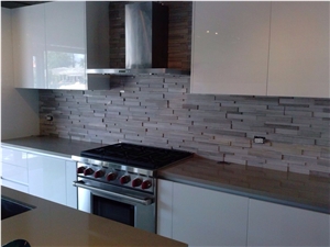 Grey & White Wood Grain Marble Cultured Stone Wall Cladding