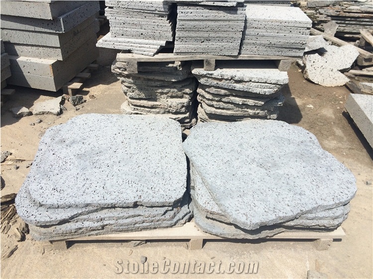 Lava Stepping Stone (Irregular Size), Grey Basalt Cube Stone & Pavers
