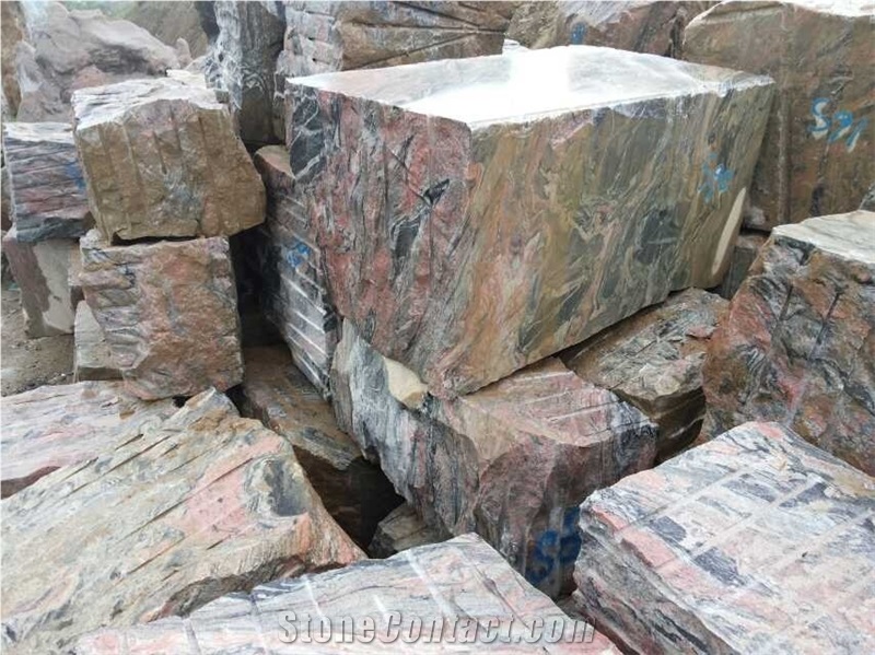 Muticolor Red Granite Blocks
