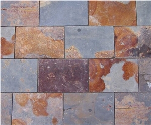 Natural Split Slate Tile, China Yellow Slate, Square Rusty Slate Tiles for Outdoor Decoration, Cheap Rusty Slate & Culture Stone Tiles Made in China