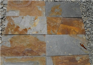 Natural Split Slate Tile, China Yellow Slate, Square Rusty Slate Tiles for Outdoor Decoration, Cheap Rusty Slate & Culture Stone Tiles Made in China