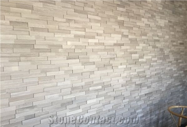 Natural White Wood Marble Cultured Stone for Wall Cladding