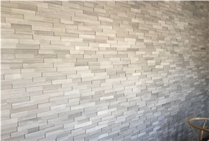 Natural White Wood Marble Cultured Stone for Wall Cladding