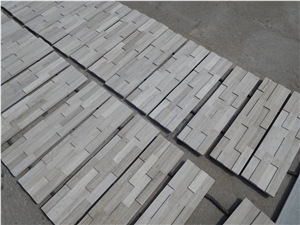 White Wooden Grain Marble Cultured Stone,White Wooden Vein Marble Stacked Stone for Wall Cladding