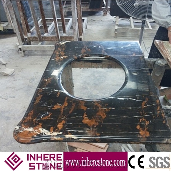 Beautiful China Portoro Gold Marble Countertop, Athens Portoro, Black and Gold Stone for Projects