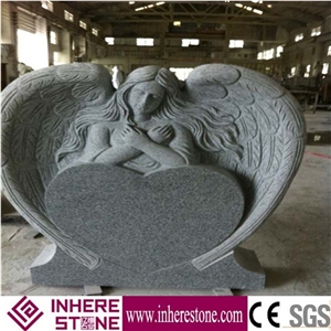 G603 Granite Angel Tombstone and Tombstone with Angel, Heart Tombstones