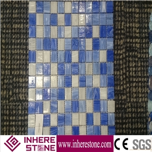 Interior Stone Blue Color Glass Mosaic Polished Mosaic Wall Mosaic Floor Mosaic for Home Hotel Bathroom Decoration