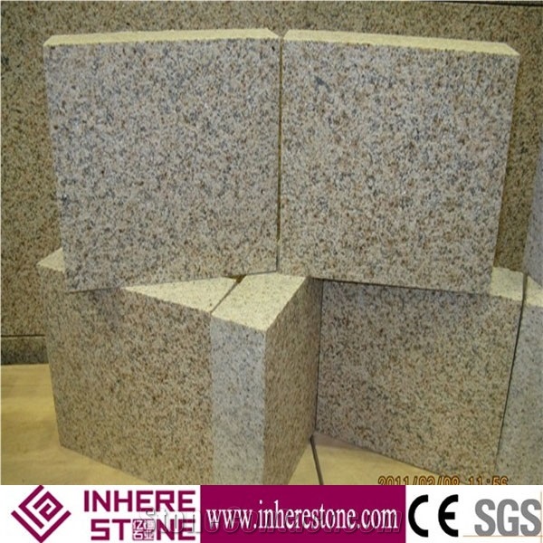 Shandong Yellow Rust Granite G682 Pavers, Golden Sunset Granite Cube Stone