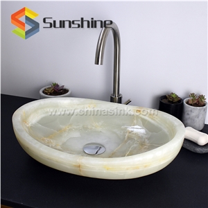 Pure White Onyx Top Mounted Vessel Basin