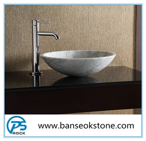 Carrara White Marble Sink Indoor Bathroom Stone Sink & Wash Basin