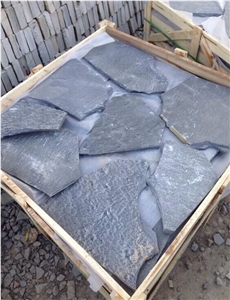 China Black Nero Slate Random Flagstone Pavers for Road /Black Slate Irregular Flagstones for Exterior Stone Floor Paving