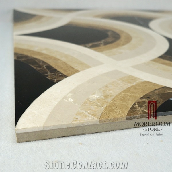 Beige Marble and Black Marble Water Jet Marble Designs Floor Tile and Background Wall Tile