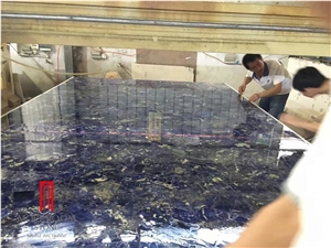 Blue Semiprecious Stone Counter Top Design, Semi Precious Table Tops