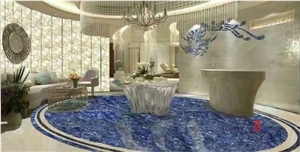 Brazil Blue Colored Marble Slabs for Villa Interior Design