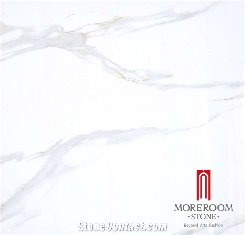 Calacatta Gold Marble Look Porcelain Tile for Wall and Floor Decoration