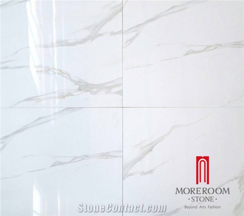Calacatta Gold Marble Look Porcelain Tile for Wall and Floor Decoration