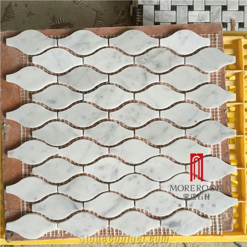 Carrara White Marble Mosaic Tile Picture with Small Waterjet Cutting Machine Mosaic Pattern