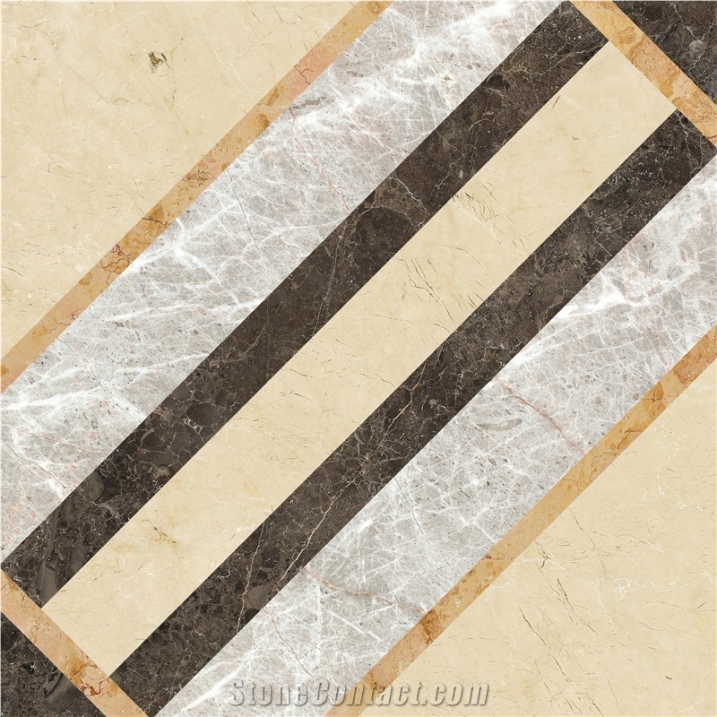 Cream Beige Marble and Black Marble Composite Marble China Cheap Marble Tile