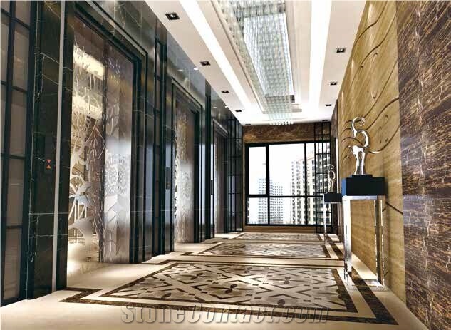 Crema Marfil Marble Flower Tiles Design Marble Medallion Composite Tile for Hotel