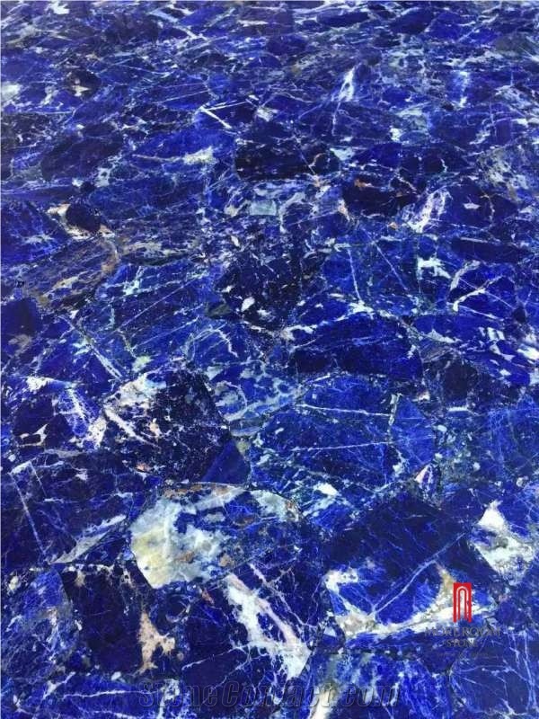 Glass Laminated with Blue Marble Stone Slabs and Tile for Floor and Wall
