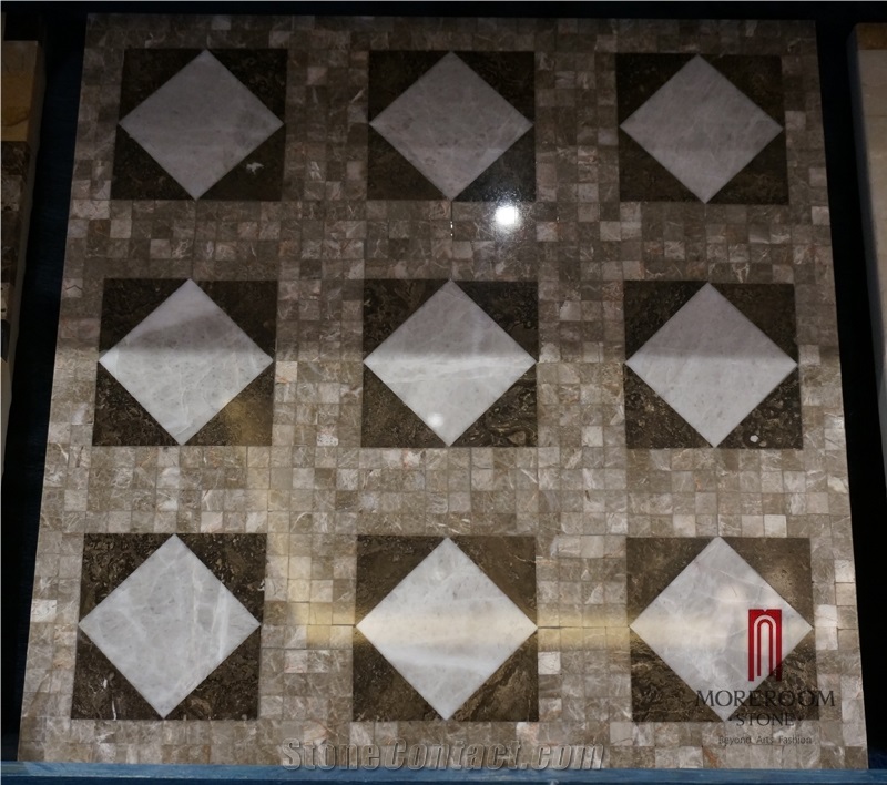Grey and Brown Marble New Square Shape Mosaic Design Bathroom Medallion Marble Tile