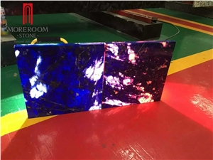 Luxury Backlite Translucent Blue Onyx Wall Tile, Blue Stone Laminated Glass