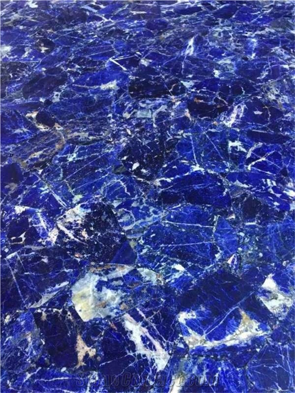 Luxury Translucent Blue Semiprecious Stone Slab