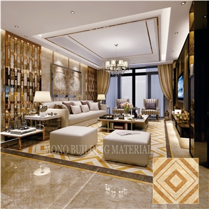 Modern Style Waterjet Patterns Porcelain Tile Flooring for Living Room