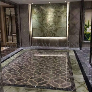 Polished Grey Marble Tiles Water Jet Flower Tiles Design Flooring Italy Marble Price