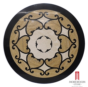 Two Circle Pattern Waterjet Coin Medallion Tile Foyer Medallion Floor