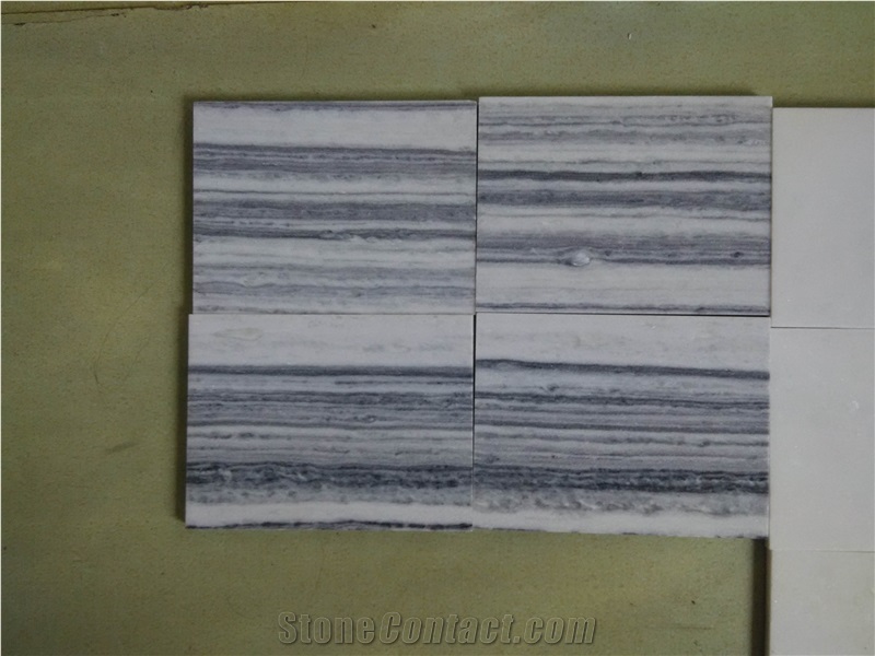 Natural Stripe White Marble, with Wooden Veins