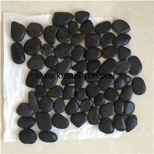Black Pebble Mosaic(305*305mm)/Natural River Stone Mosaic Wall Tiles/Washed Pebble Floor Tiles/Pebble Mosaic in Mesh/Dark Black Pebble Mosaic/Pebble Mosaic for Bathroom&Kitchen/Interior Decoration