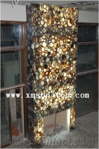 Bronw Semi-Precious Stone Interior Walling/Agate Stone Walling/Multicolor Semi Precious Stone/Home Decoration/Building Stones/Polished Stone/Colorful Interior Stone/Brown Natural Stone Wall Tile