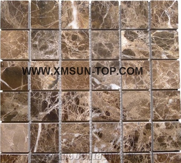 Brown Marble Square Mosaic/Polished Decorative Mosaic/Natural Stone Mosaic/Wall Mosaic/Floor Mosaic/Interior Decoration/Customized Mosaic Tile/Mosaic Tile for Bathroom&Kitchen&Hotel Decoration