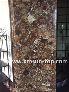 Brown Stump Onyx Wall Tile/Dark Brown Wood Jade Walling/Brown Building Stone/Interior Decoration/ Wall Tile for Hotel& Villa