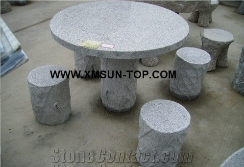 China Grey Granite Bench/G603 Granite Table/Round Stone Table/Round Stone Bench/ Exterior Furniture/Stone Garden Tables/Outdoor Chairs/Street Furniture/Landscaping Stone