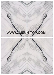 Chinese Panda White Marble Polished Tile&Slab&Cut to Size/White Marble with Black Waves Floor Tile/ White&Black Veins Marble Floor Covering/Book Matched Marble Slab&Tile/Interior Decoration