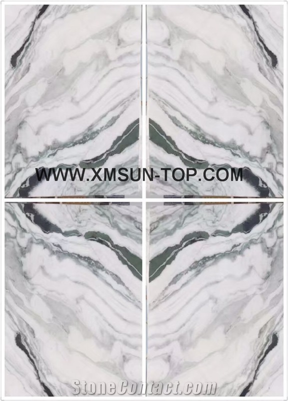 Chinese Panda White Marble Polished Tile&Slab&Cut to Size/White Marble with Black Waves Floor Tile/ White&Black Veins Marble Floor Covering/Book Matched Marble Slab&Tile/Interior Decoration