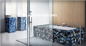 Dark Blue Agate Semi-Precious Stone Bathtubs Surround/Semiprecious Bathtubs Panels